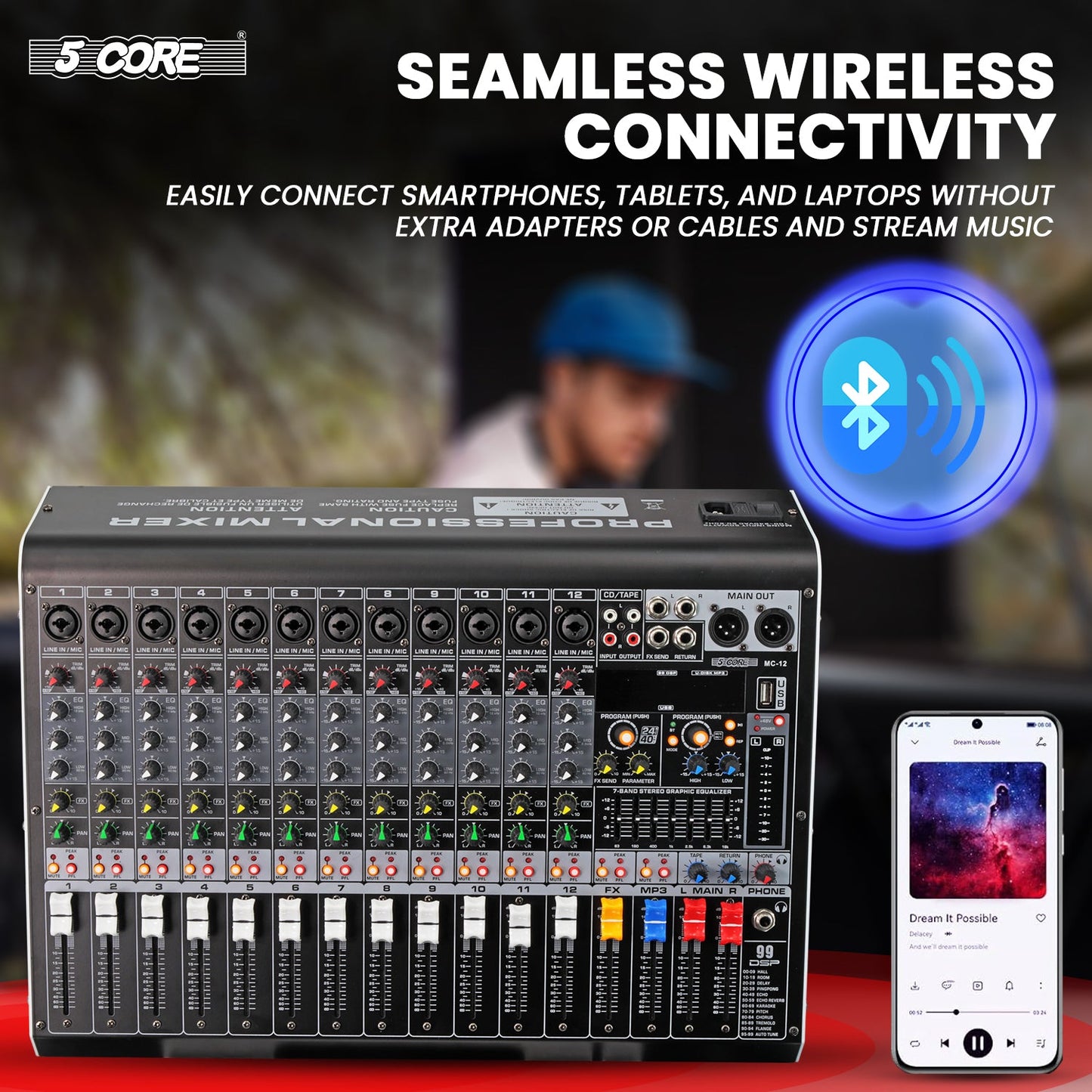 Professional mixer board with built-in USB interface