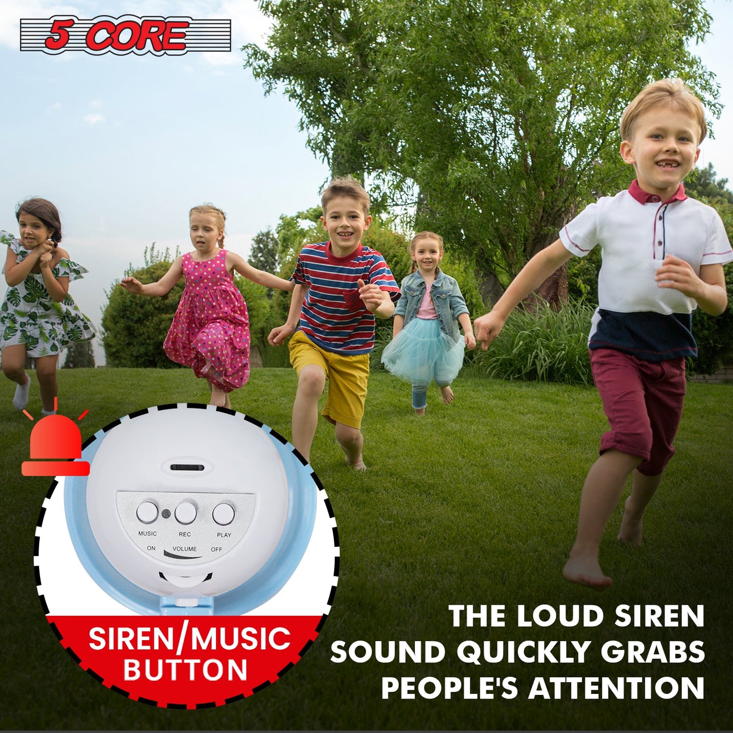 Small megaphone with an adjustable handle, offering comfort and control for any age.