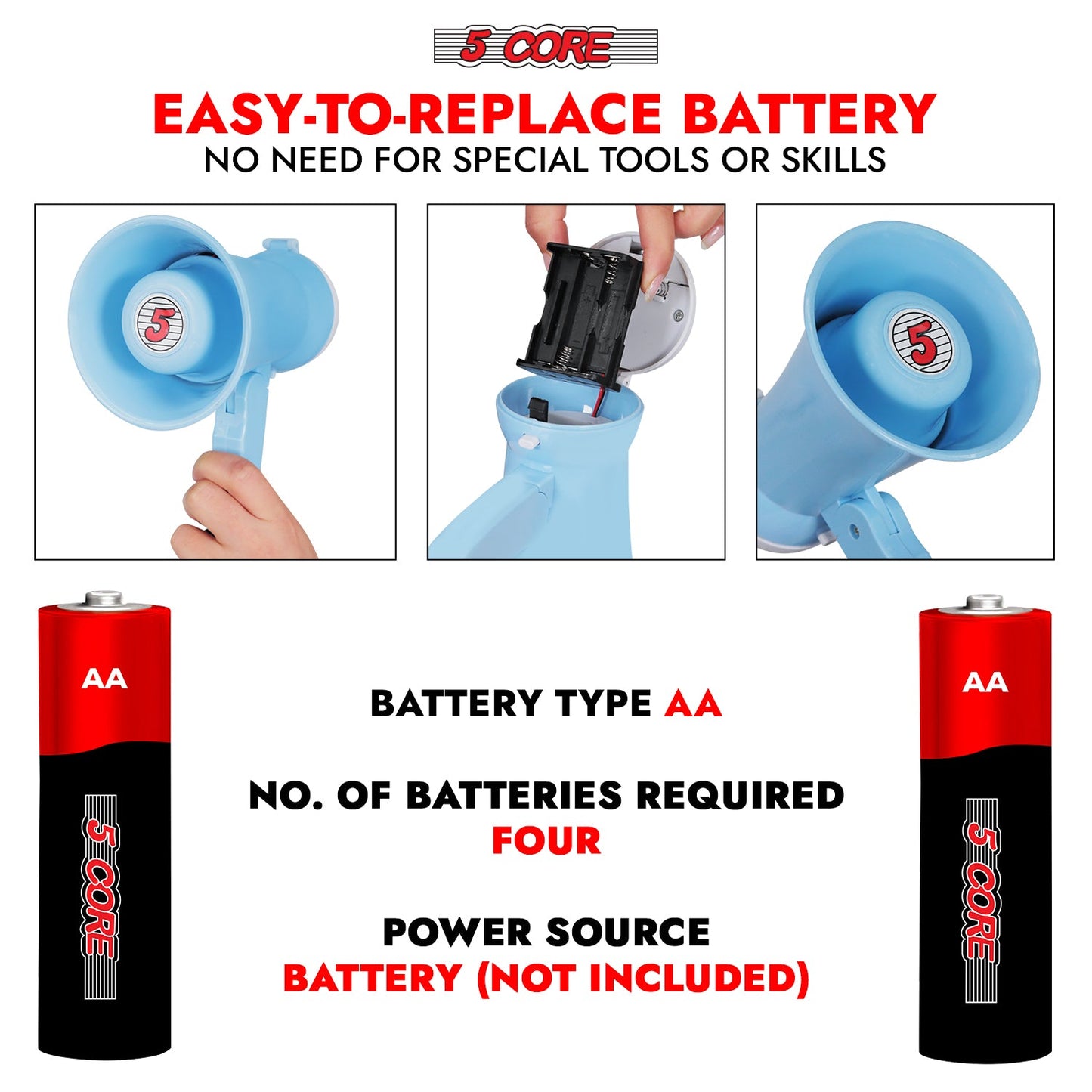 Kids megaphone with siren alert, recording function, and lightweight design for easy handling.