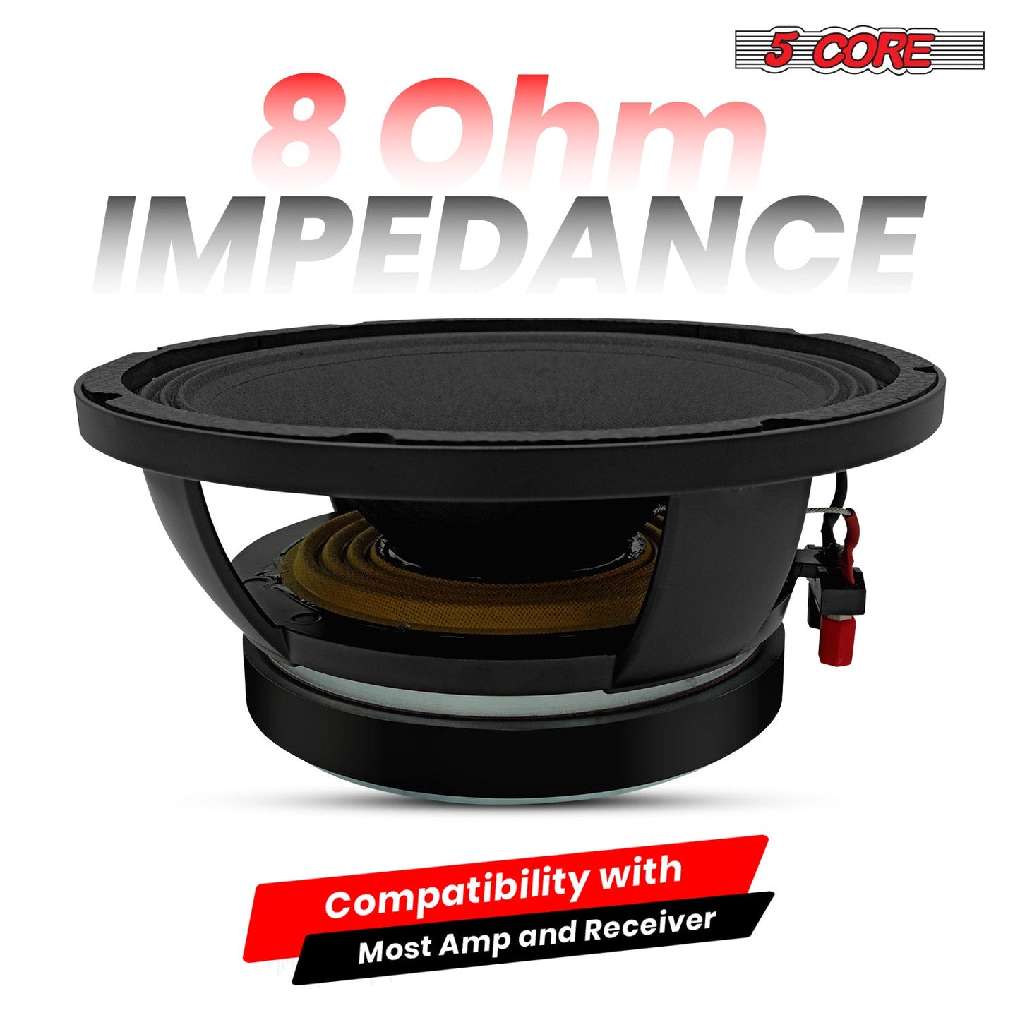 5 CORE 10 Inch Subwoofer Speaker 600W Max 4 Ohm Full Range Replacement DJ Bass Loudspeaker