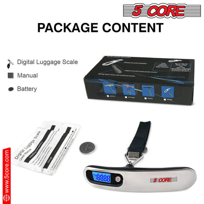 5Core Digital Luggage Scale Weight Scale Travel Hanging Baggage Weighing Machine