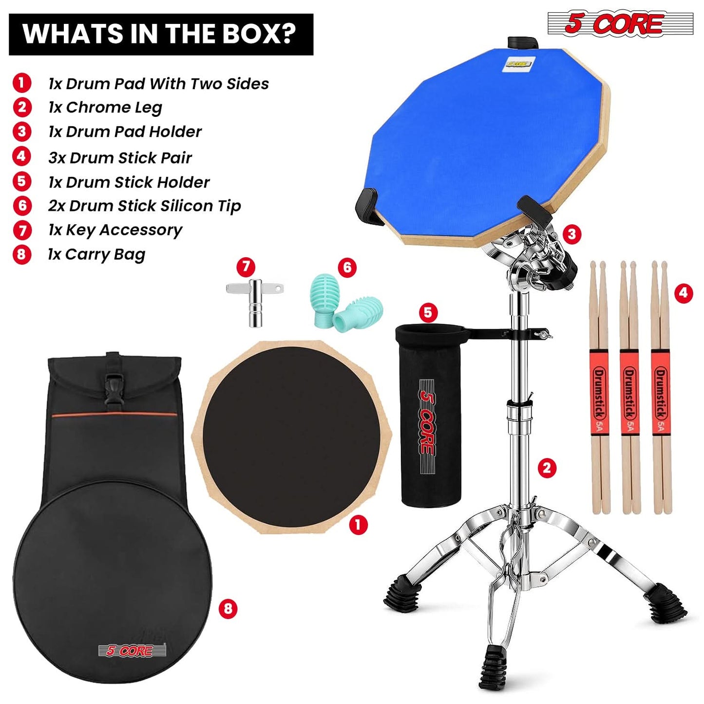 Complete your setup with our drum pad set, which includes all necessary accessories and detailed package information for a seamless experience