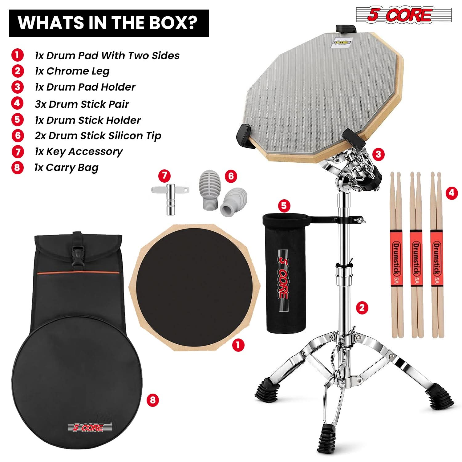 Complete your setup with our drum pad set, which includes all necessary accessories and detailed package information for a seamless experience