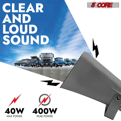 5Core 8x16" siren loudspeaker with 40W RMS and outdoor megaphone driver horn
