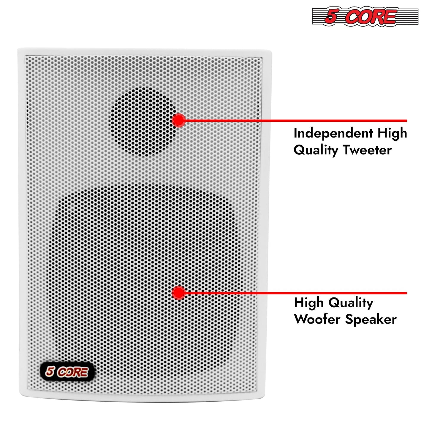 5Core Outdoor Speakers Stereo In Wall 100W Peak Passive Home Audio System