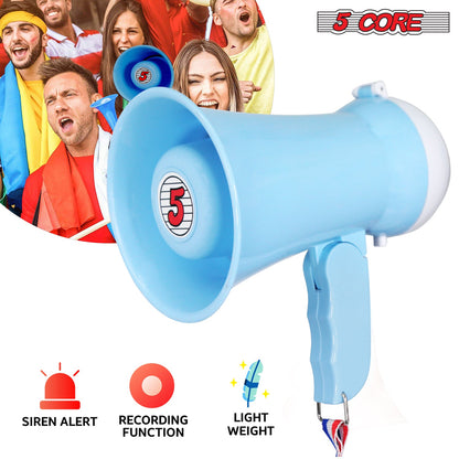 Compact Kids megaphone featuring a siren music button for versatile sound effects during events.