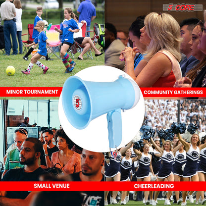 Powerful megaphone, requiring 6 D-type batteries (not included), with a siren and volume control for various situations.